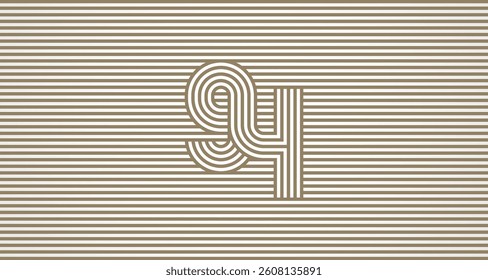 Number 94 logo design Inspiration, Number 94 logo multi line style that blends into the line background, flat design logo template, vector illustration