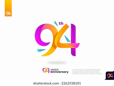 Number 94 logo icon design, 94th birthday logo number, 94th anniversary.