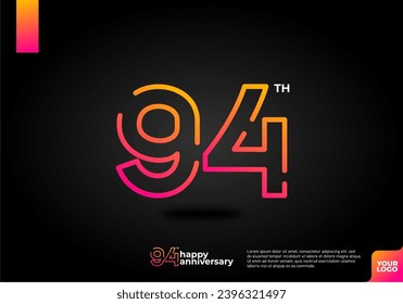 Nummer 94 Logo-Icon-Design, 94. Geburtstag-Logo-Nummer, Jubiläum 94