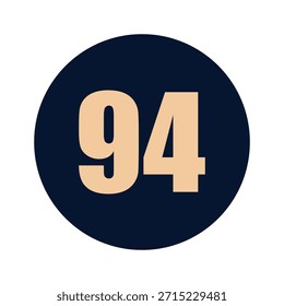 a number 94 on a blue background icon vector design