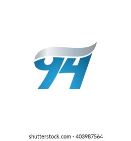 number 94 swoosh design template logo blue gray