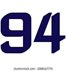 Number 94 Vector Illustration. Blue Number Ninety Four With Abstract Pattern Isolated On A White Background
