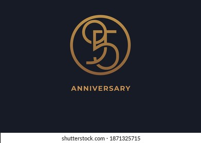 Number 95 logo, gold line circle with number inside, usable for anniversary and invitation, golden number design template, vector illustration svg
