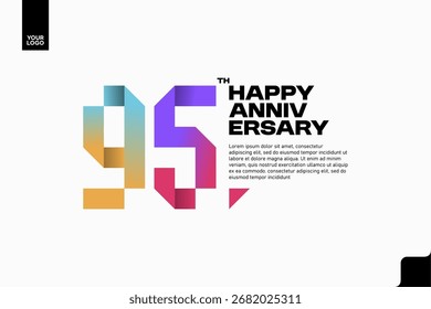 Número 95 diseño de icono de logotipo, número de logotipo de 95 cumpleaños, aniversario 95
