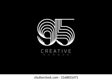 Number 95 Logo, modern and creative number 95 multi line style, usable for brand, anniversary and business logos, flat design logo template, vector illustration svg