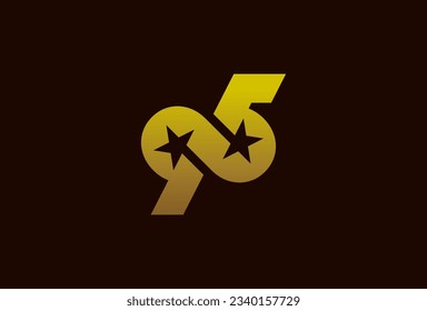 Number 95 Logo, Monogram number 95 formed from the infinity symbol with a star in the negative space, usable for business and anniversary logos, flat design logo template, vector illustration svg