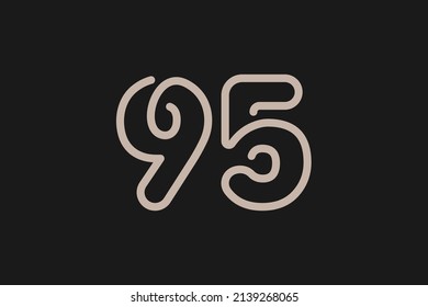 Number 95 Logo, Monogram Number 95 line style, usable for anniversary and business logos, flat design logo template, vector illustration