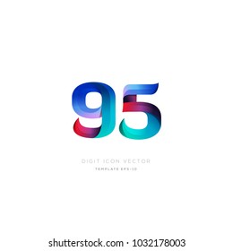 Number 95 ninety five multi colour digit icon vector template.
