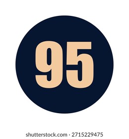 Un número 95 en un diseño de Vector de icono de fondo azul