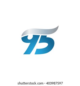 number 95 swoosh design template logo blue gray