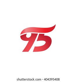 number 95 swoosh design template logo red