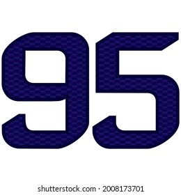 Number 95 Vector Illustration. Blue Number Ninety Five With Abstract Pattern Isolated On A White Background
