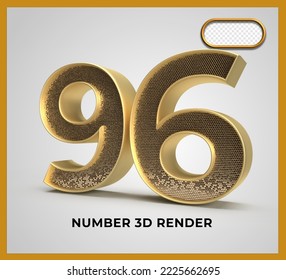 number 96 gold style 3D render luxury