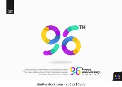 Number 96 logo icon design, 96th birthday logo number, anniversary 96