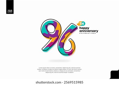 Number 96 logo icon design, 96th birthday logo number, anniversary 96