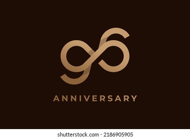 Number 96 Logo, Number 96 with infinity icon combination, can be used for birthday and business logo templates, flat design logo, vector illustration