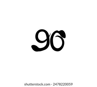 Number 96 Logo, Monogram Number 96 line style, Snake-Shaped logo, usable for business logos, flat design logo template, vector illustration, black