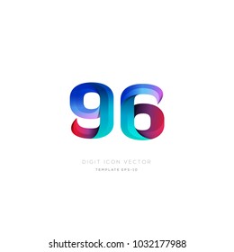 Number 96 ninety six multi colour digit icon vector template.
