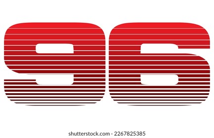 Number 96 Vector Illustration. Red Number Ninety Six Isolated On A White Background

