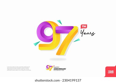 Nummer 97 Logo-Icon-Design, 97. Geburtstag-Logo-Nummer, Jubiläum 97