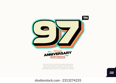 Number 97 logo icon design, 97th birthday logo number, anniversary 97