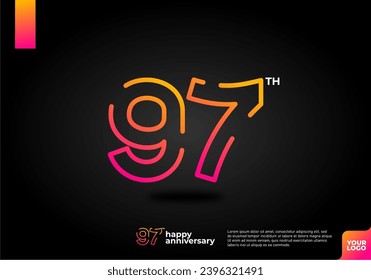 Nummer 97 Logo-Icon-Design, 97. Geburtstag-Logo-Nummer, Jubiläum 97