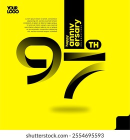 Number 97 logo icon design, 97th anniversary logotype