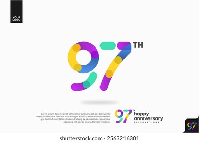 Number 97 logo icon design, 97th birthday logo number, anniversary 97