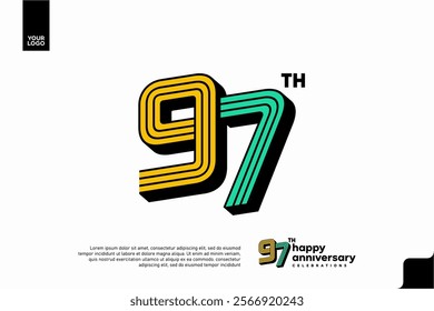 Number 97 logo icon design, 97th birthday logo number, anniversary 97