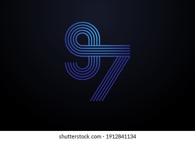 Number 97 Logo Monogram Number 97 Stock Vector (Royalty Free) 1912841134