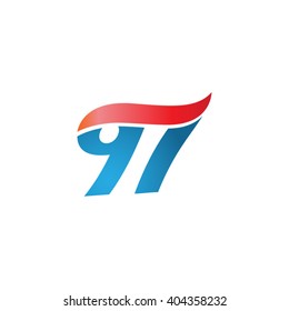 number 97 swoosh design template logo blue red