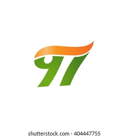 number 97 swoosh design template logo green orange