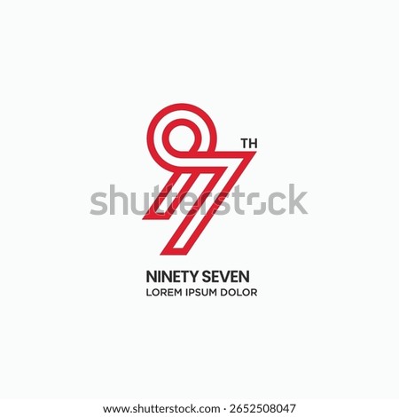 Number 97th minimal line outline modern logo icon sign symbol vector illustration