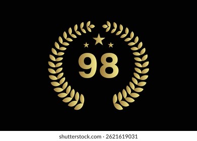 number 98 icon with laurel wreath vector.