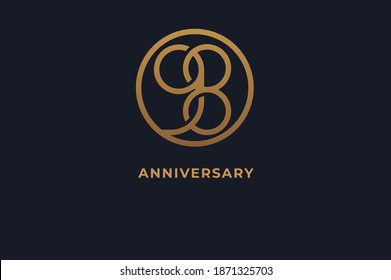 Number 98 logo, gold line circle with number inside, usable for anniversary and invitation, golden number design template, vector illustration