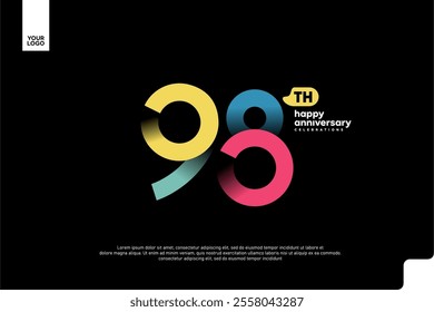Number 98 logo icon design, 98th birthday logo number, anniversary 98