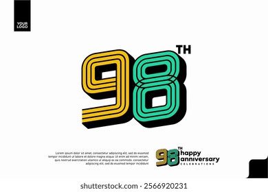 Number 98 logo icon design, 98th birthday logo number, anniversary 98
