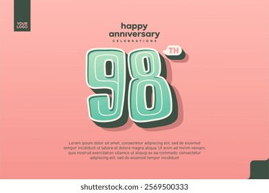 Number 98 logo icon design, 98th birthday logo number, anniversary 98