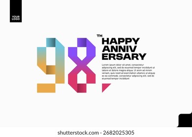 Number 98 logo icon design, 98th birthday logo number, anniversary 98