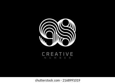 Number 98 Logo, modern and creative number 98 multi line style, usable for brand, anniversary and business logos, flat design logo template, vector illustration