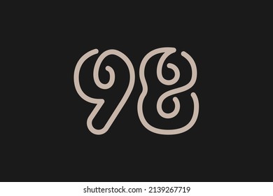 Number 98 Logo, Monogram Number 98 line style, usable for anniversary and business logos, flat design logo template, vector illustration