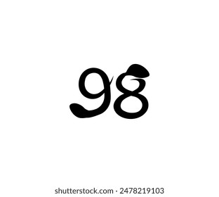 Number 98 Logo, Monogram Number 98 line style, Snake-Shaped logo, usable for business logos, flat design logo template, vector illustration, black
