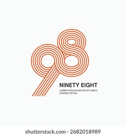 Logotipo del número 98. diseño del logotipo del estilo de la línea multi del número 98