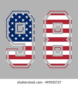 Number "98" to print on a T-shirt. Vector image