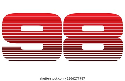Number 98 Vector Illustration. Red Number Ninety Eight Isolated On A White Background
