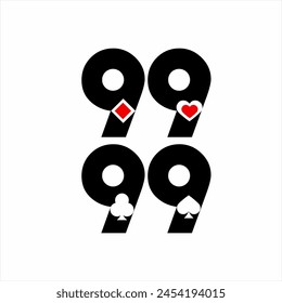 Number 99 design with poker card symbols illustration.