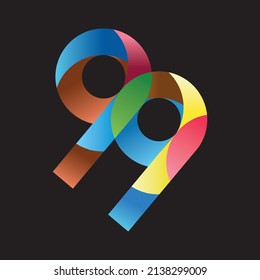 logotipo de número 99, ilustración de color