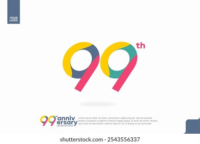 Número 99 logotipo ícone design, 99º aniversário logotipo número, aniversário 99