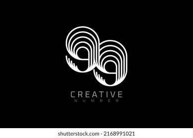 Número 99 Logotipo, estilo multilínea moderno y creativo número 99, utilizable para marca, logotipo de aniversario y negocios, plantilla de logotipo de diseño plano, ilustración vectorial