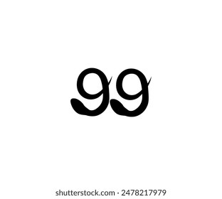 Number 99 Logo, Monogram Number 99 line style, Snake-Shaped logo, usable for business logos, flat design logo template, vector illustration